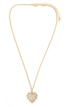Panacea Crystal Heart Pendant Necklace In Gold