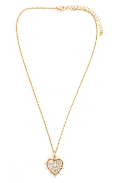Panacea Crystal Heart Pendant Necklace In Gold
