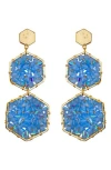 Panacea Crystal Hexagon Drop Earrings In Blue