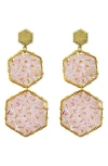 Panacea Crystal Hexagonal Drop Earrings In Pink