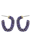 Panacea Crystal Hoop Earrings In Blue