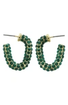 Panacea Crystal Hoop Earrings In Green