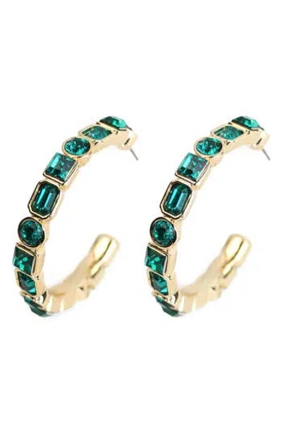 Panacea Crystal Hoop Earrings In Green