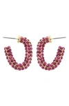 Panacea Crystal Hoop Earrings In Pink
