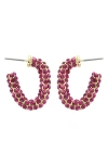 Panacea Crystal Hoop Earrings In Pink