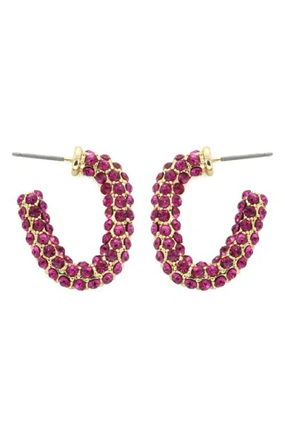 Panacea Crystal Hoop Earrings In Pink