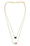 Panacea Crystal Layered Pendant Necklace In Gold