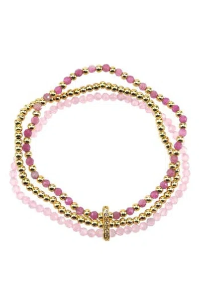 Panacea Crystal Layered Stretch Bracelet In Metallic