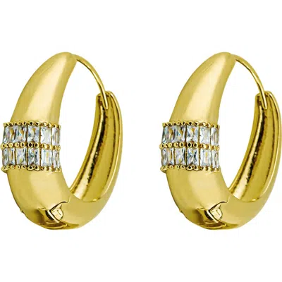 Panacea Crystal Line Hinge Hoop Earrings In Gold