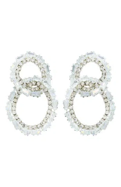 Panacea Crystal Lined Link Drop Earrings In Silver