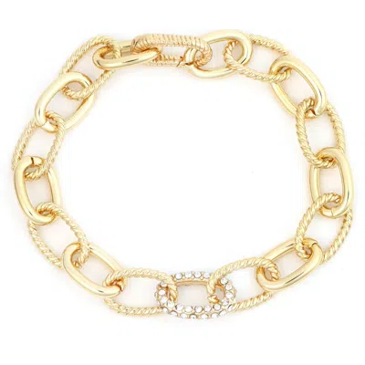 Panacea Crystal Link Chain Bracelet In Gold