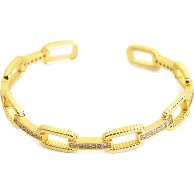 Panacea Crystal Link Cuff Bracelet In Gold
