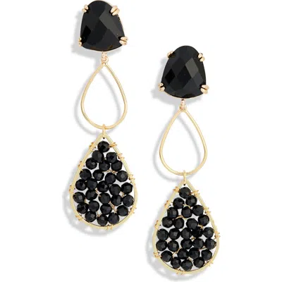 Panacea Crystal Link Drop Earrings In Black