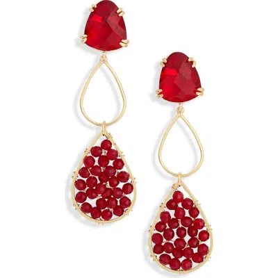 Panacea Crystal Link Drop Earrings In Burgundy