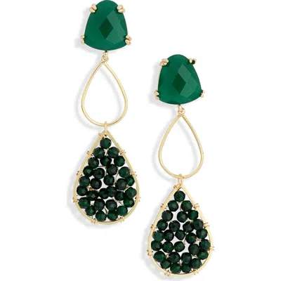 Panacea Crystal Link Drop Earrings In Green