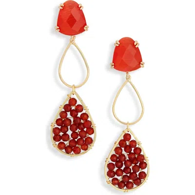 Panacea Crystal Link Drop Earrings In Red
