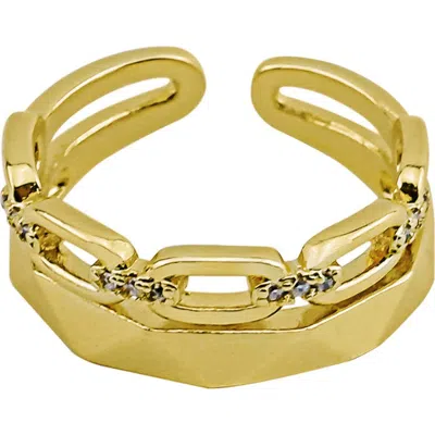 Panacea Crystal Link Open Band Ring In Gold