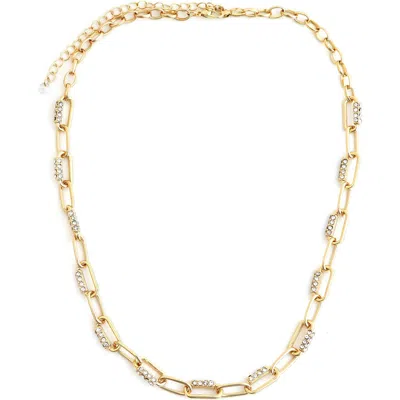 Panacea Crystal Mixed Link Necklace In Gold
