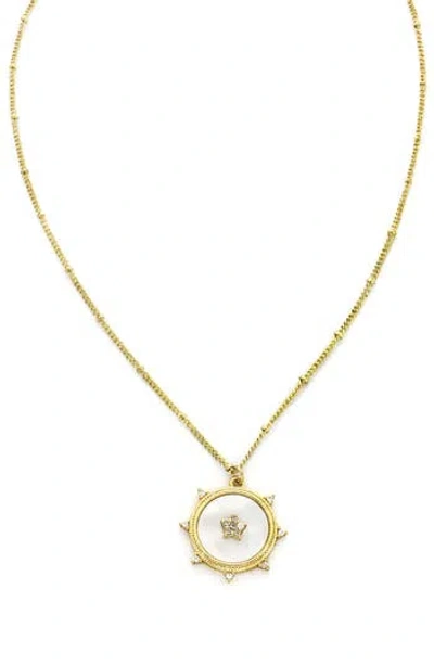Panacea Crystal Mother-of-pearl Pendant Necklace In Gold