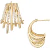Panacea Crystal Multirow Hoop Earrings In Gold