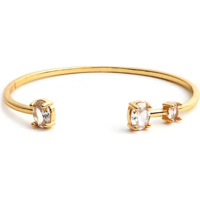 Panacea Crystal Open Cuff Bracelet In Gold