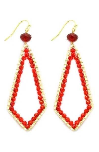Panacea Crystal Open Drop Earrings In Red