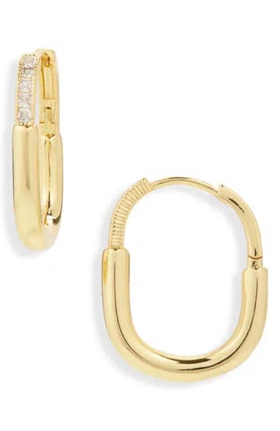 Panacea Crystal Oval Hoop Earrings In Gold