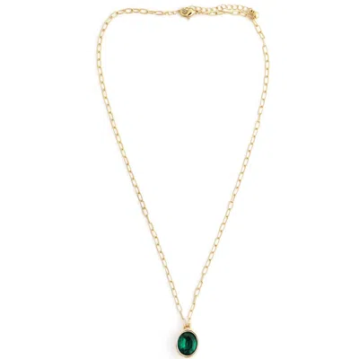 Panacea Crystal Oval Pendant Necklace In Gold