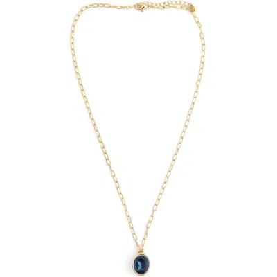 Panacea Crystal Oval Pendant Necklace In Gold