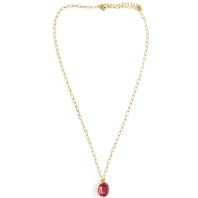Panacea Crystal Oval Pendant Necklace In Gold