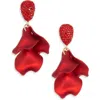 Panacea Crystal Petal Drop Earings In Red