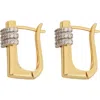 Panacea Crystal Square Hoop Earrings In Gold