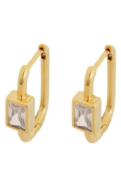 Panacea Crystal Square Huggie Hoop Earrings In Gold