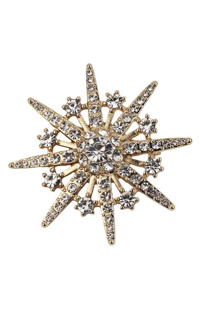 Panacea Crystal Starburst Brooch In Gold