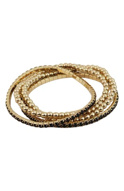 Panacea Crystal Stretch Bracelet Set In Black
