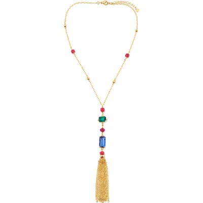 Panacea Crystal Tassel Y-necklace In Multi
