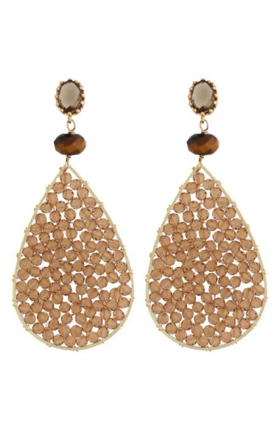 Panacea Crystal Teardrop Earrings In Gold