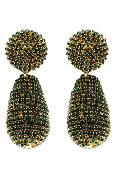 Panacea Crystal Teardrop Earrings In Green
