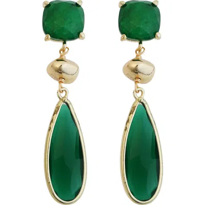 Panacea Crystal Teardrop Earrings In Green