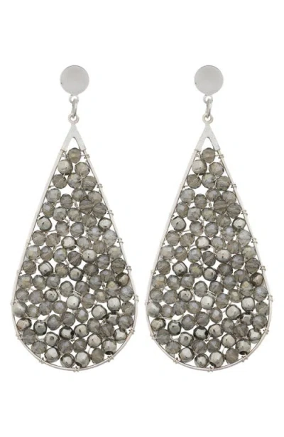 Panacea Crystal Teardrop Earrings In Silver