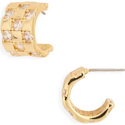 Panacea Crystal Watchband Hoop Earrings In White