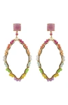 Panacea Crystal Wrapped Drop Earrings In Pink Multi