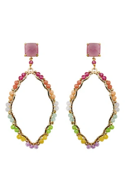 Panacea Crystal Wrapped Drop Earrings In Blue