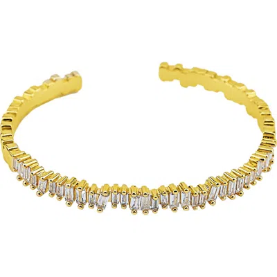 Panacea Cubic Zirconia Baguette Cuff Bracelet In Gold