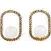 Panacea Cubic Zirconia Circle Faux Pearl Drop Earrings In White