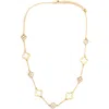 Panacea Cubic Zirconia Clover Station Chain Necklace In Gold