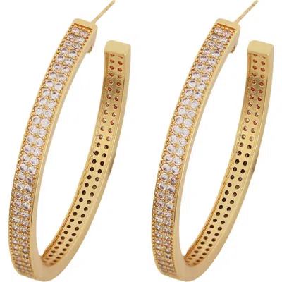 Panacea Cubic Zirconia Hoop Earrings In Gold