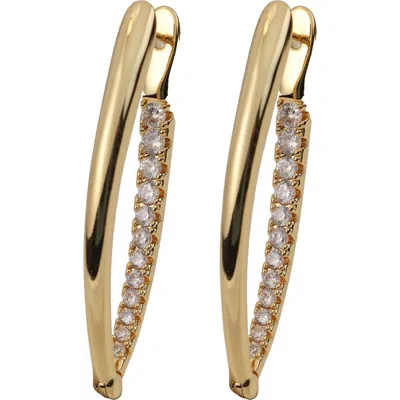 Panacea Cubic Zirconia Inside-out Hoop Earrings In Gold