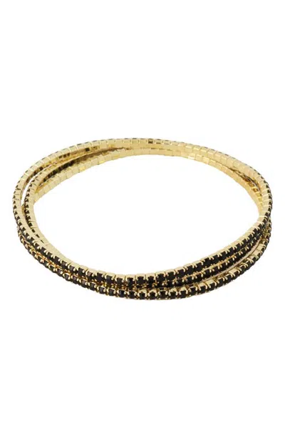 Panacea Cubic Zirconia Set Of 3 Stretch Bracelets In Multi