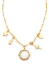 Panacea Cubic Zirconia Shaker Charm Necklace In Gold